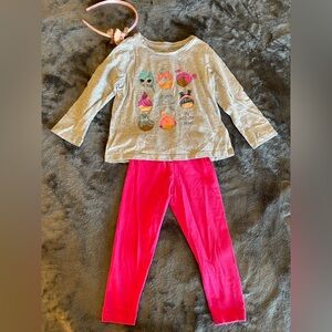 Bundle of 3: NWOT headband + baby gap shirt + Carter’s pink leggings size 24M